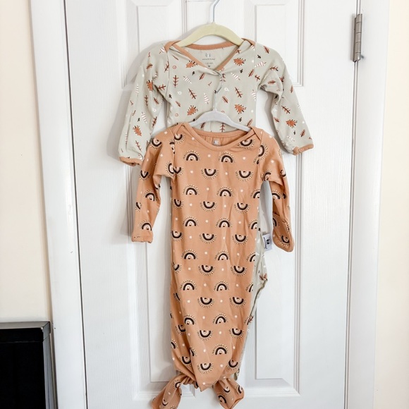 Neutral Rainbow Tie Knot Gown Set (0-6m) - Picture 1 of 6